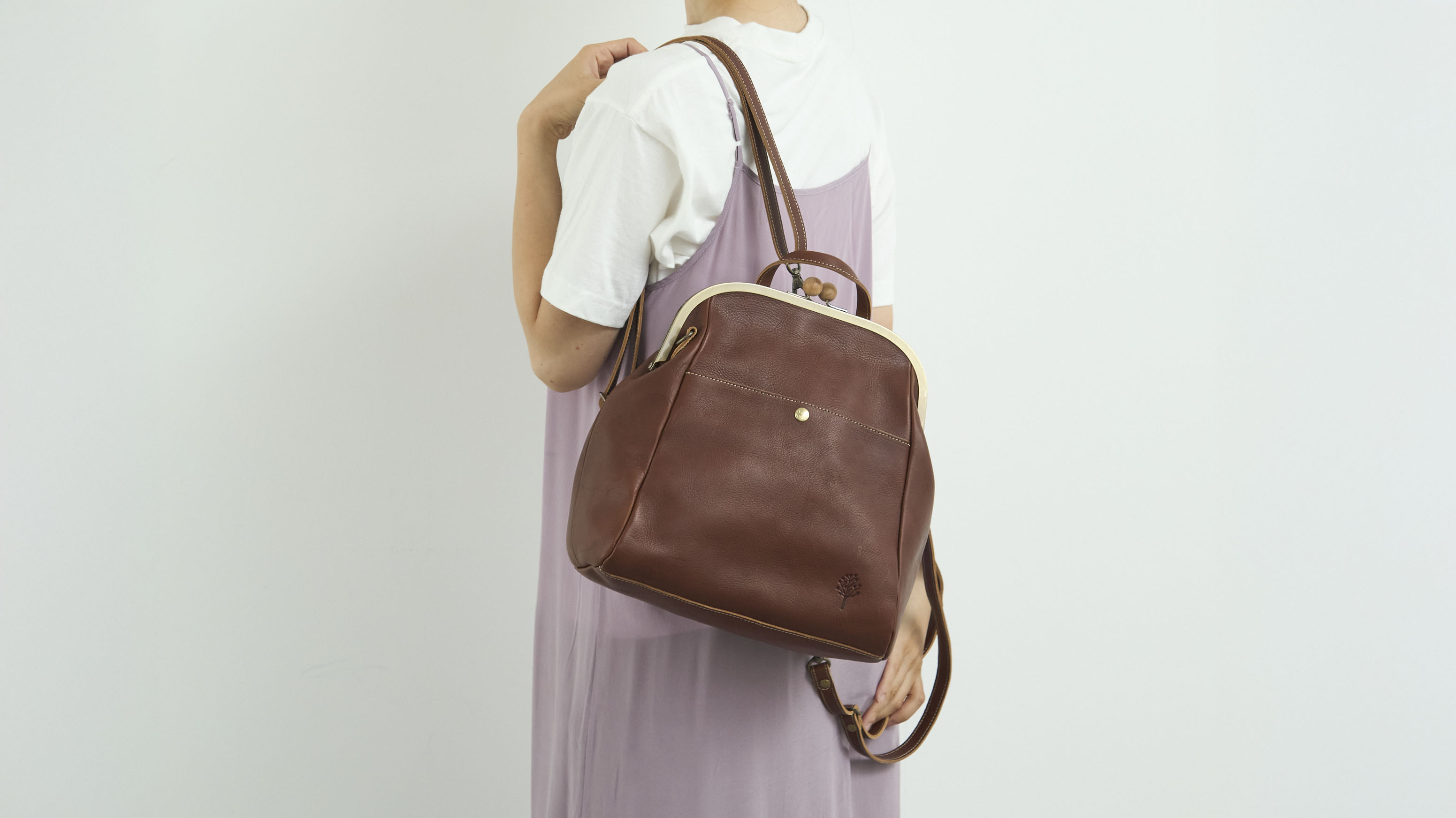 Drop Tree Wooden Ball Gamaguchi 3-Way Bag