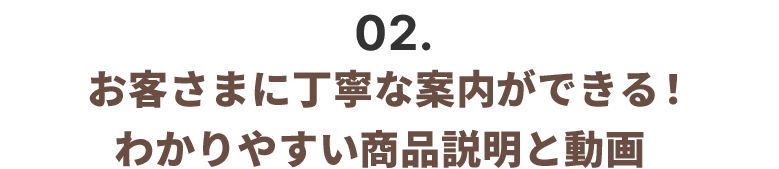 お客さまに丁寧な案内ができる！わかりやすい商品説明と動画