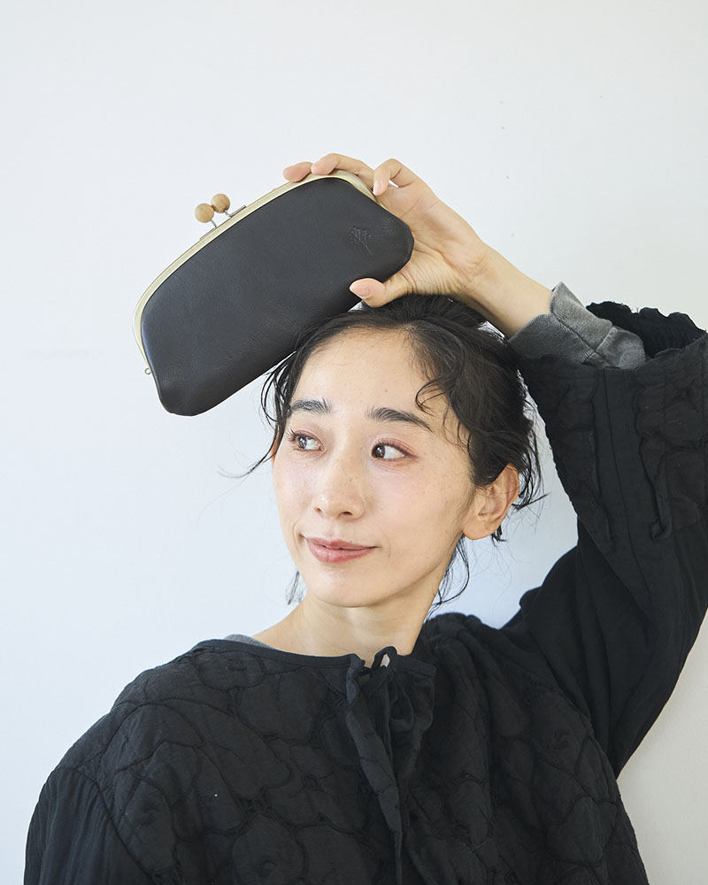 ドロップツリー 木玉 ロング がま口 ウォレット クロ
