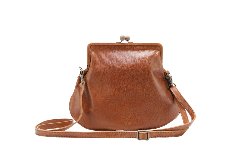 motte wooden clasp Gamaguchi purse / brown