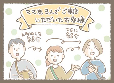 Kanmiを愛用していたお客様をきっかけにママ友3人でご来店いただいたお客様