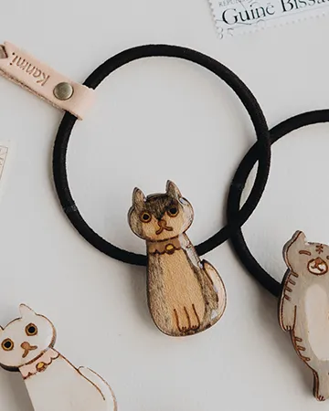 クリアウッド ねこno ヘアゴム ハチワレ