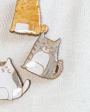 クリアウッド ねこno ブローチ シマ